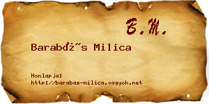Barabás Milica névjegykártya